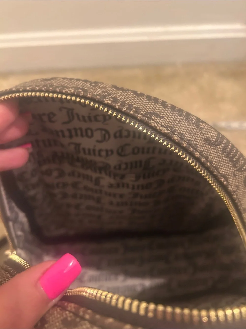 Juicy Couture Brown Logo Mini Backpack with Gold Charms